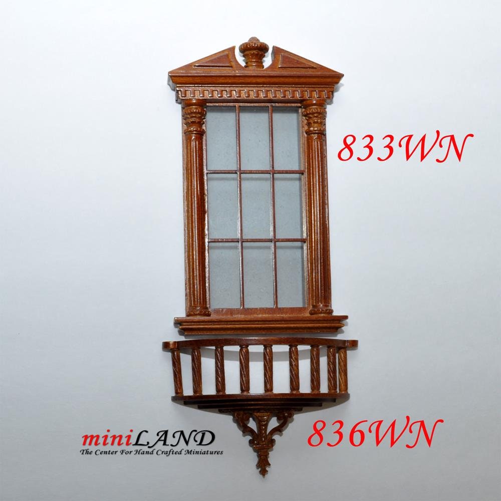 Romeo /Juliet Carved Balcony dollhouse miniature 1:12 walnut under window patio 836 NWN