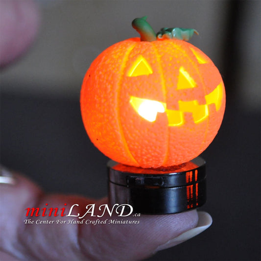 Halloween Pumpkin bright battery LED LAMP Dollhouse miniature 1:12 on/off switch HOP02