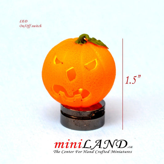 Halloween Pumpkin bright battery LED LAMP Dollhouse miniature 1:12 on/off switch HOP09