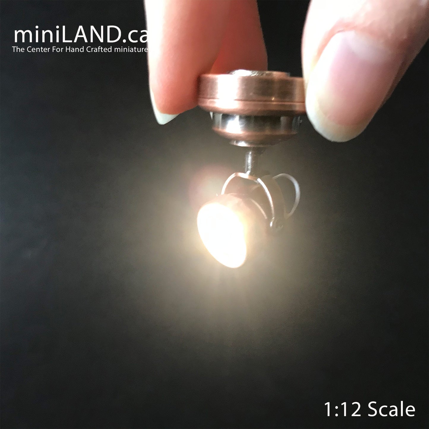 Miniature spot   COPPER Lamp  with on/off switch for 1:12 scale dollhouse miniatures Led Battery Light