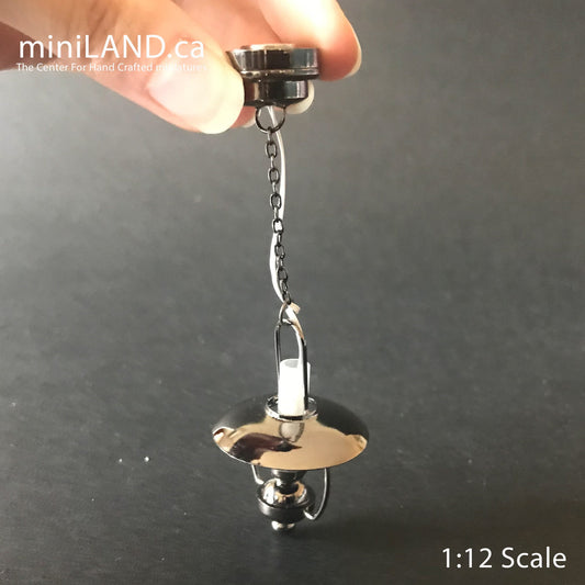 Miniature Lighting Led Battery Light Hanging Gunmetal Black Ceiling Oil Lamp  with on/off switch for 1:12 scale dollhouse miniatures