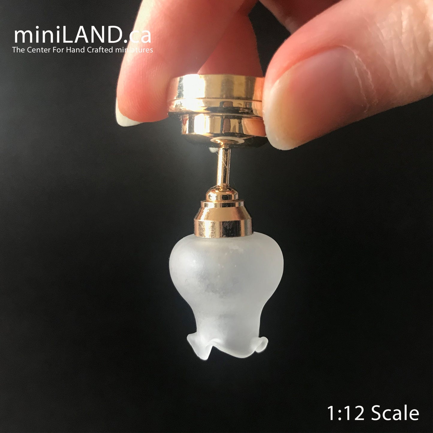 Plafonnier LED tulipe en laiton Sm Frost super lumineux avec interrupteur marche/arrêt pour maison de poupée miniature échelle 1:12