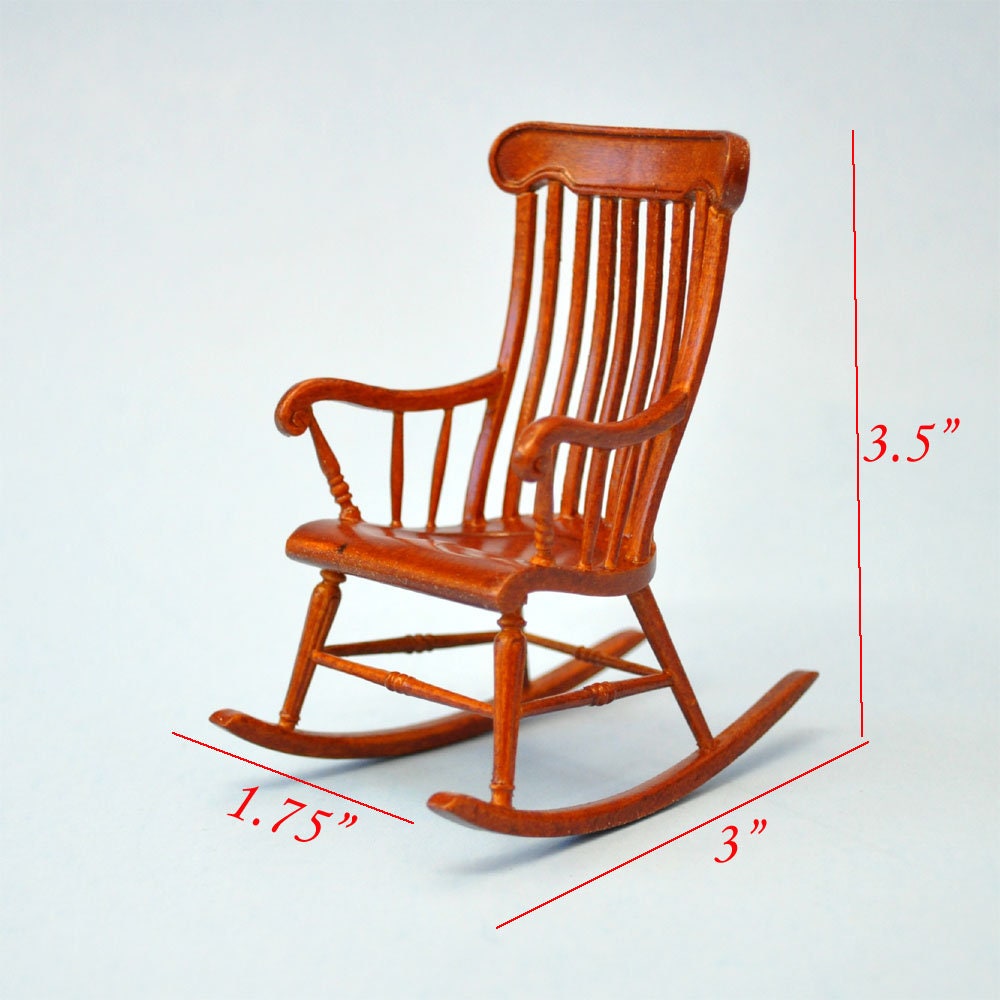 Victorian Windsor Rocking Chair for Dollhouse miniature 1:12 scale dolls baby Walnut Y8255