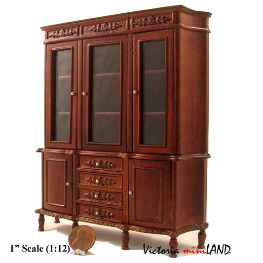 Victorian display case dresser cabinet for living room or kitchen show porcelain in 1:12 scale for dollhouse miniatures 6013WN