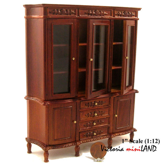 Victorian display case dresser cabinet for living room or kitchen show porcelain in 1:12 scale for dollhouse miniatures 6013WN
