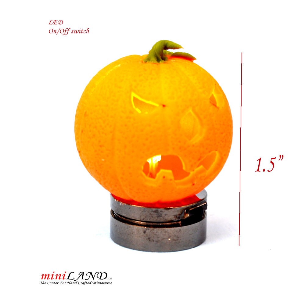 Halloween Pumpkin bright battery LED LAMP Dollhouse miniature 1:12 on/off switch HOP09