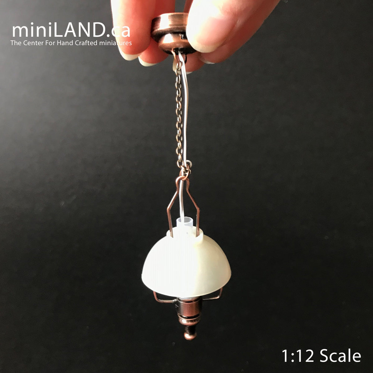 Kupferne moderne Hängelampe im amerikanischen Stil, LED, superhell, mit Ein-/Ausschalter für Puppenhausminiatur im Maßstab 1:12