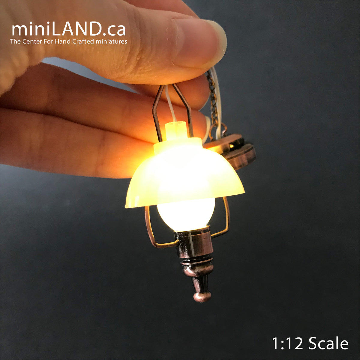 Kupferne moderne Hängelampe im amerikanischen Stil, LED, superhell, mit Ein-/Ausschalter für Puppenhausminiatur im Maßstab 1:12