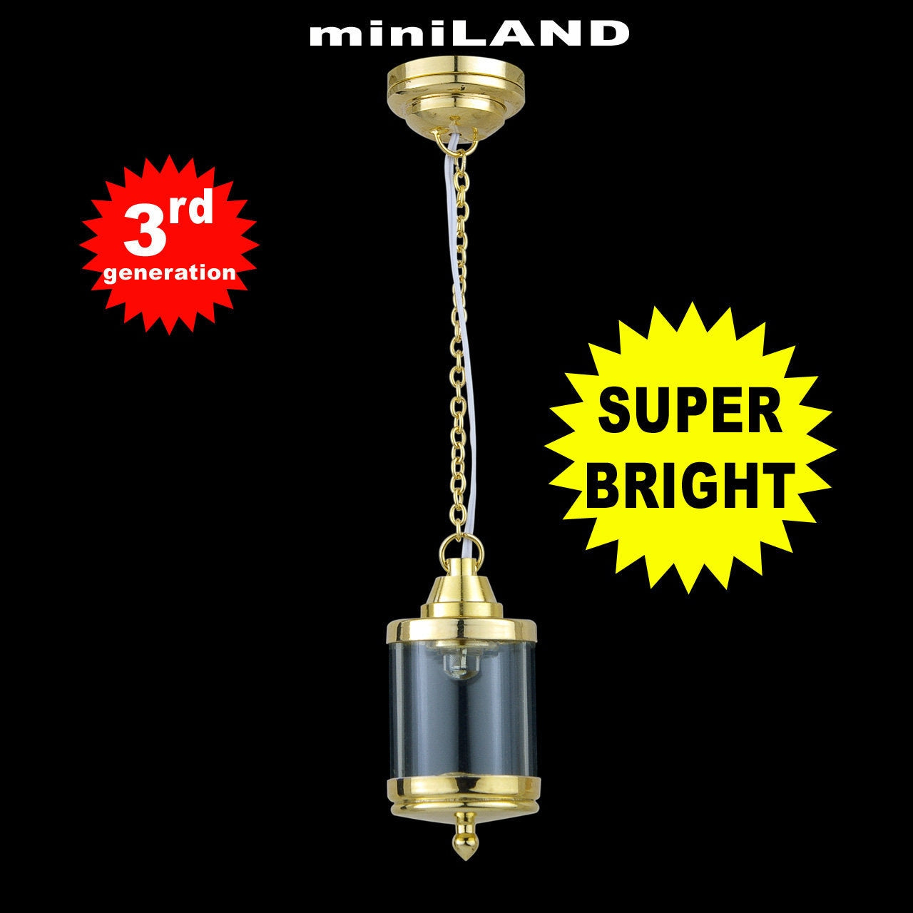 Lampe suspendue en forme de cage à oiseaux, LED 3 couleurs, super lumineuse, avec interrupteur marche/arrêt, pour maison de poupée miniature 1:12