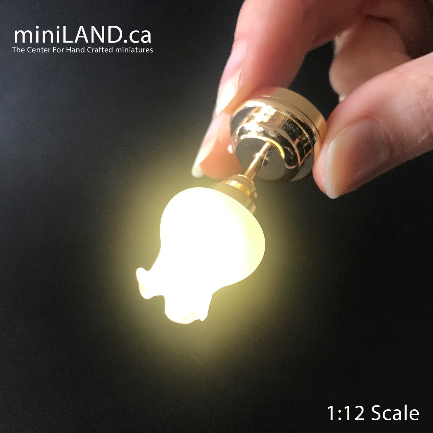 Plafonnier LED tulipe en laiton Sm Frost super lumineux avec interrupteur marche/arrêt pour maison de poupée miniature échelle 1:12