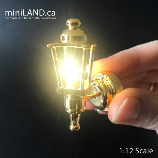 Brass Modern Carriage Lamp Sconce Super bright light with On/off switch for 1:12 dollhouse miniature FA052022