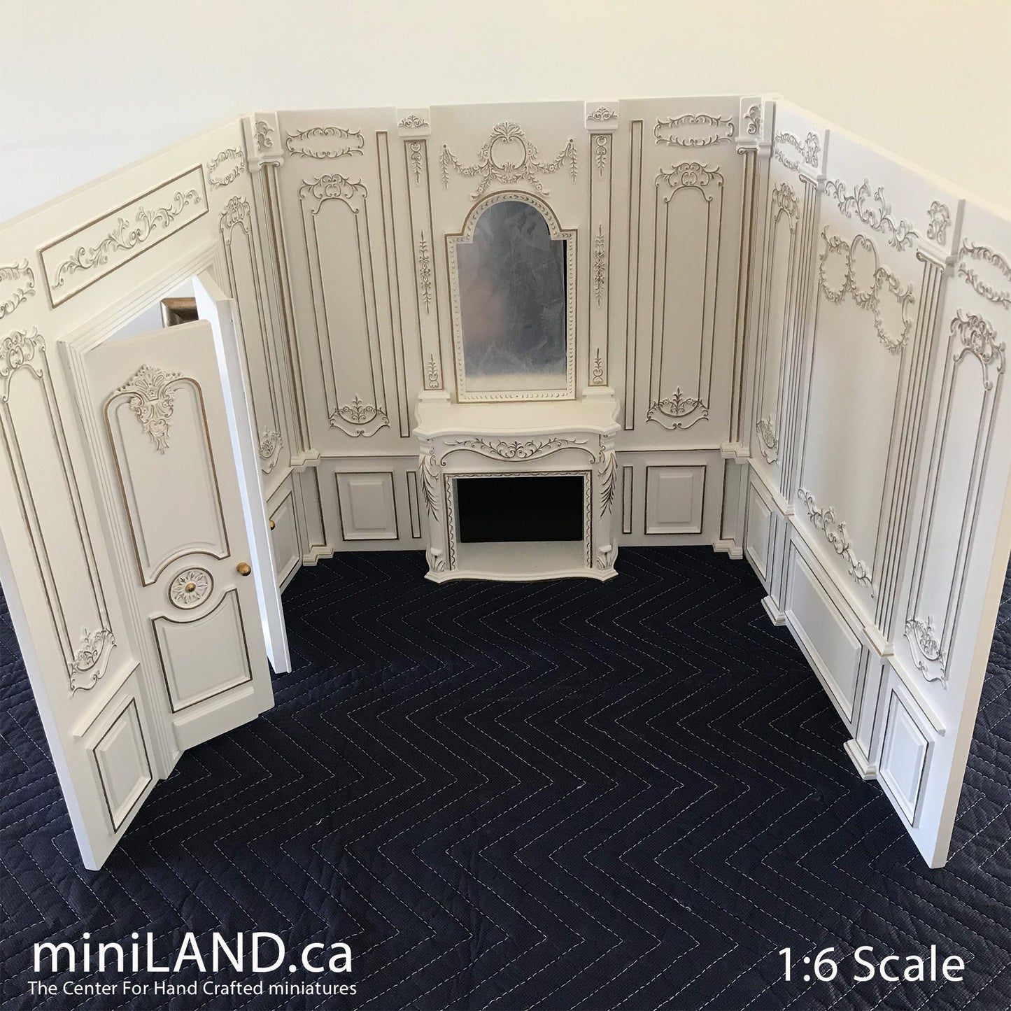 White French Royal Paneling Components  1:6 scale - fireplace panel, door panel, wall panel and column connectors - Handmade limited edition