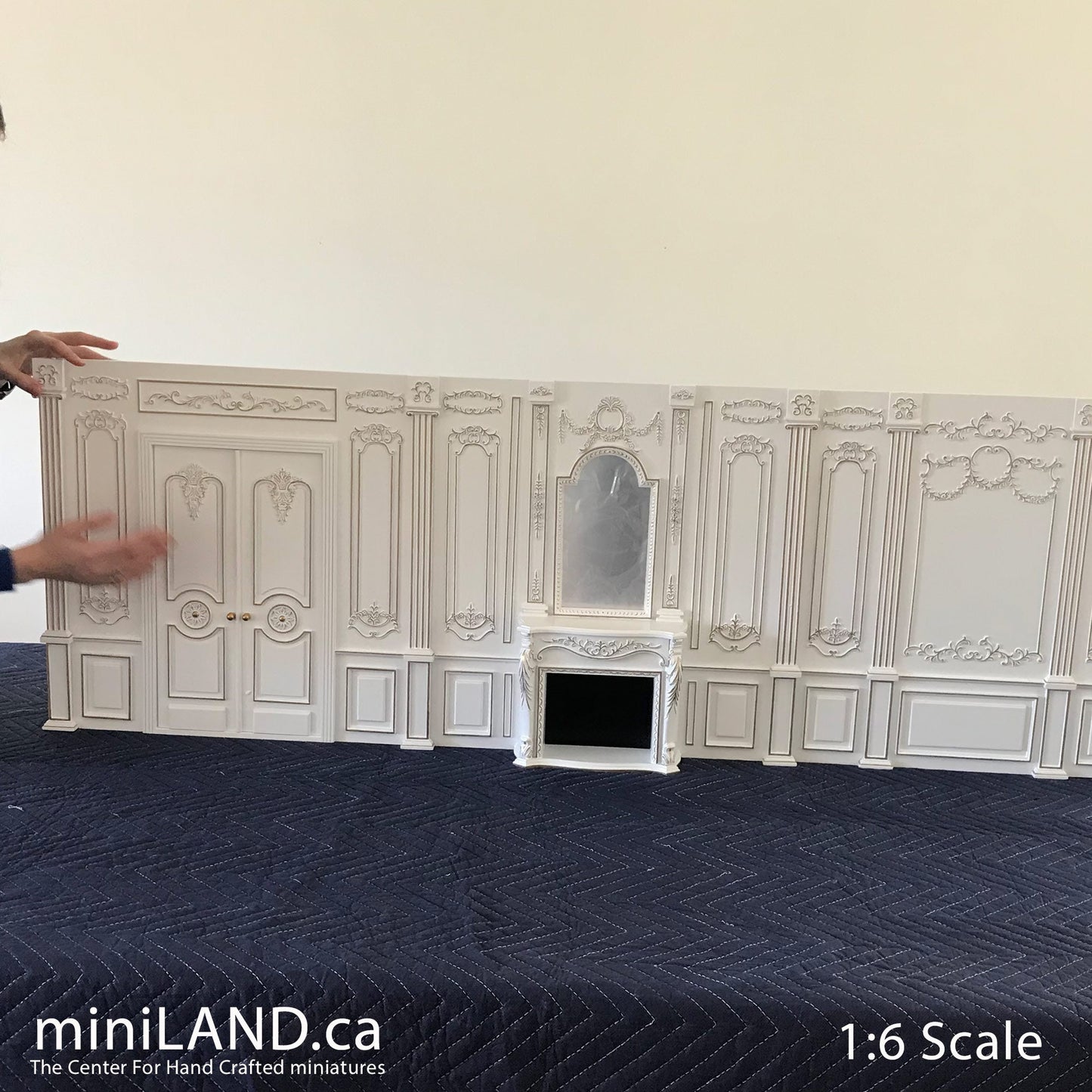 White French Royal Paneling Components  1:6 scale - fireplace panel, door panel, wall panel and column connectors - Handmade limited edition