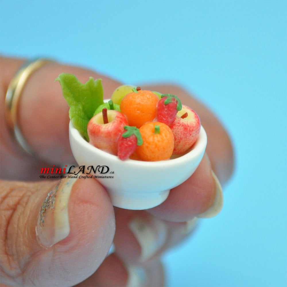 Assorted Fruit Bowl dollhouse miniature 1:12 scale Handmade FR2