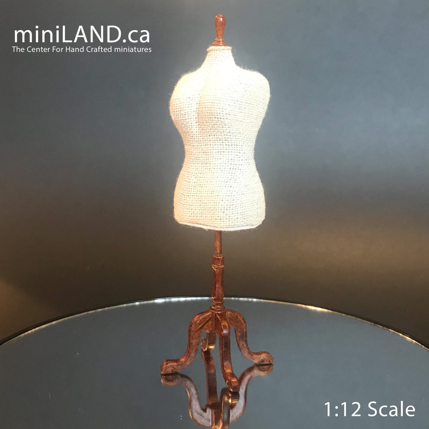 Walnut Fine Quality  PLUS-size  Dress Form for 1:12 Scale dollhouse miniature wood Mannequin dresses clothes clothing sewing sew designer