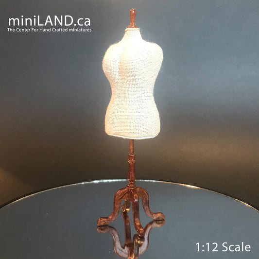 Walnut Fine Quality  PLUS-size  Dress Form for 1:12 Scale dollhouse miniature wood Mannequin dresses clothes clothing sewing sew designer