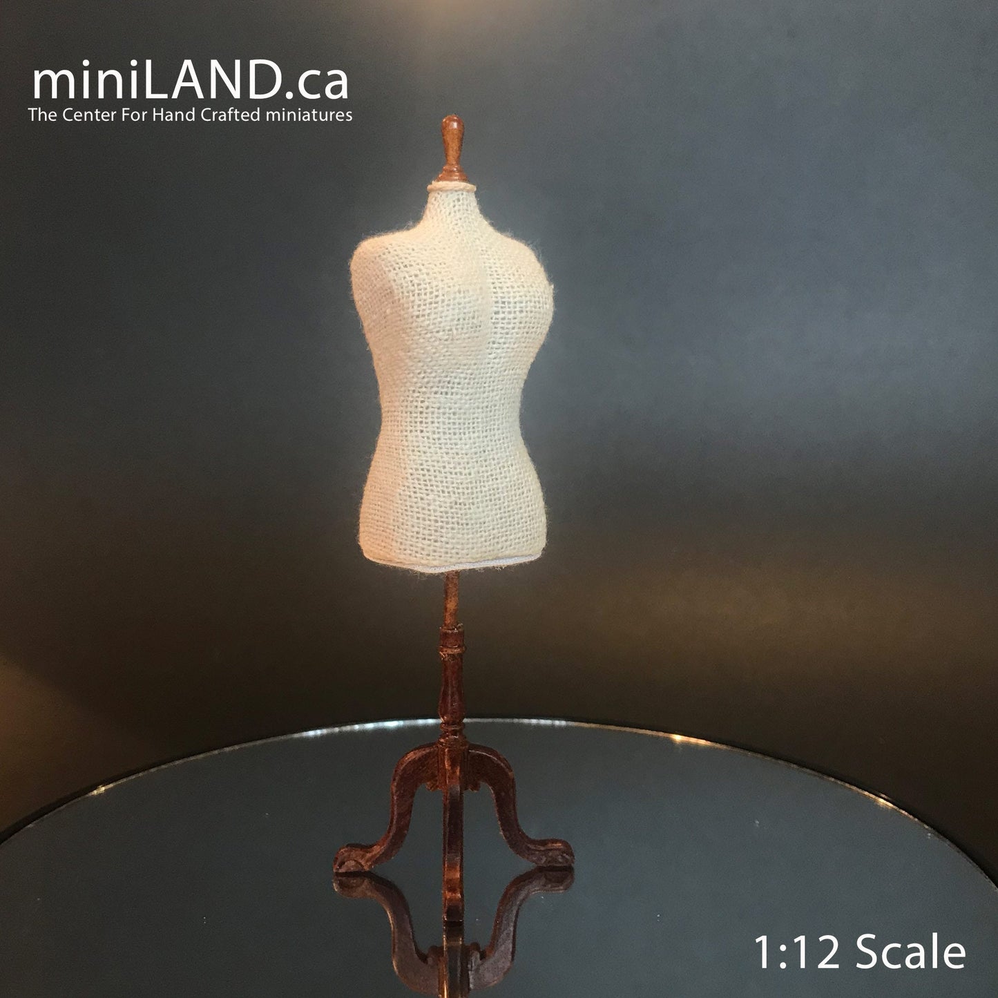 Walnut Fine Quality  PLUS-size  Dress Form for 1:12 Scale dollhouse miniature wood Mannequin dresses clothes clothing sewing sew designer