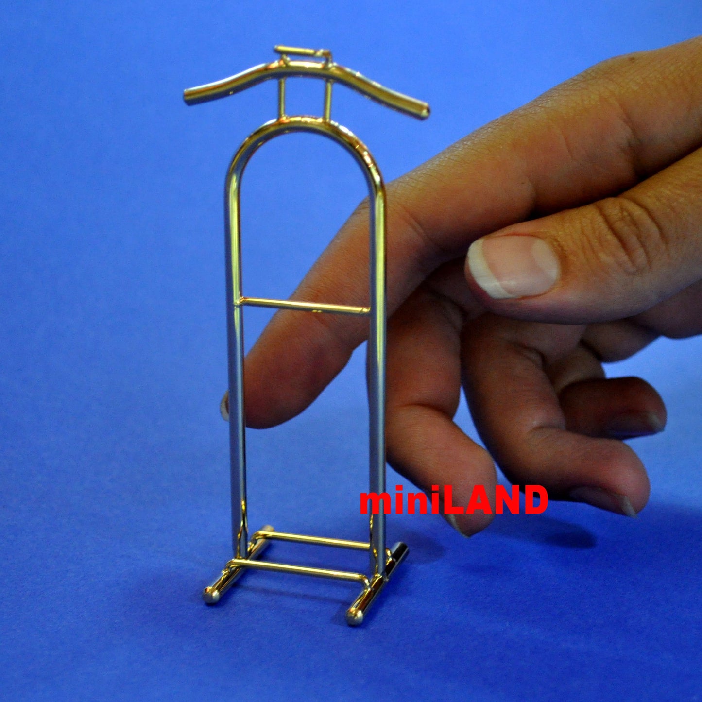 Valet stand for Dollhouse miniature 1:12 scale mini clothes hanger gold rack FA031160 Brass and gunmetal Black Hanging Hotel