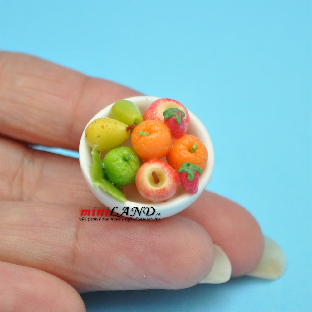 Assorted Fruit Bowl dollhouse miniature 1:12 scale Handmade FR2