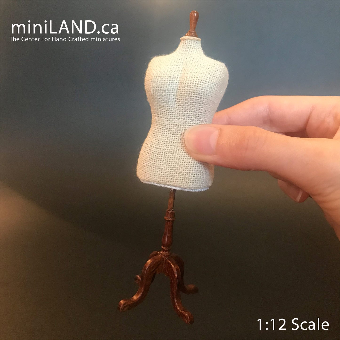 Walnut Fine Quality  PLUS-size  Dress Form for 1:12 Scale dollhouse miniature wood Mannequin dresses clothes clothing sewing sew designer