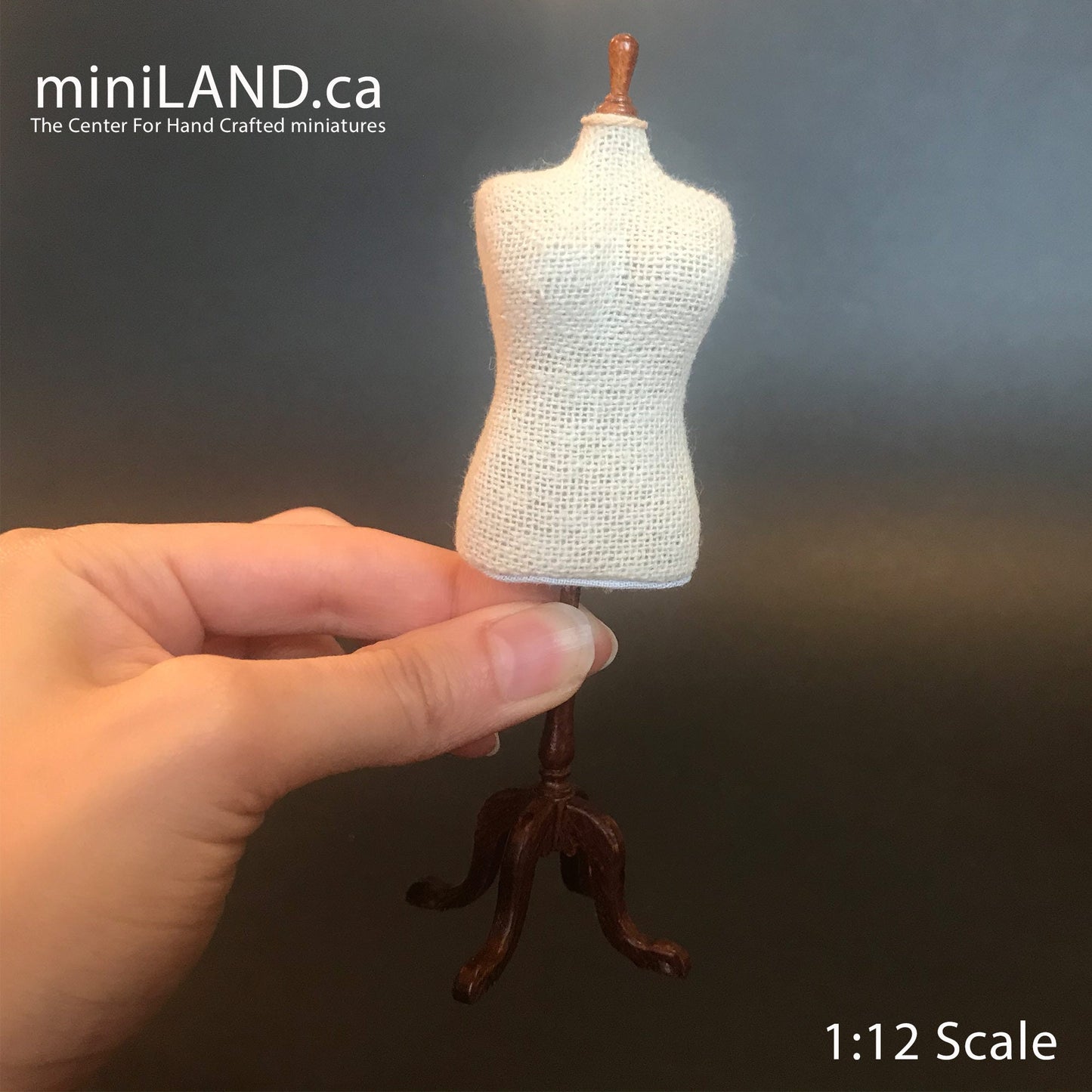 Walnut Fine Quality  PLUS-size  Dress Form for 1:12 Scale dollhouse miniature wood Mannequin dresses clothes clothing sewing sew designer