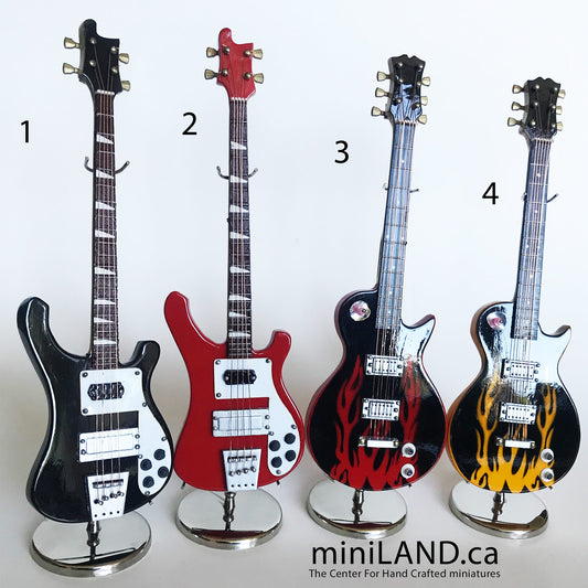 Miniature Electrical Guitar Bass  20 cm 8" long inch guitars for 14"-16"  dolls  with stand and case CHOICE of 4 models music musical mini