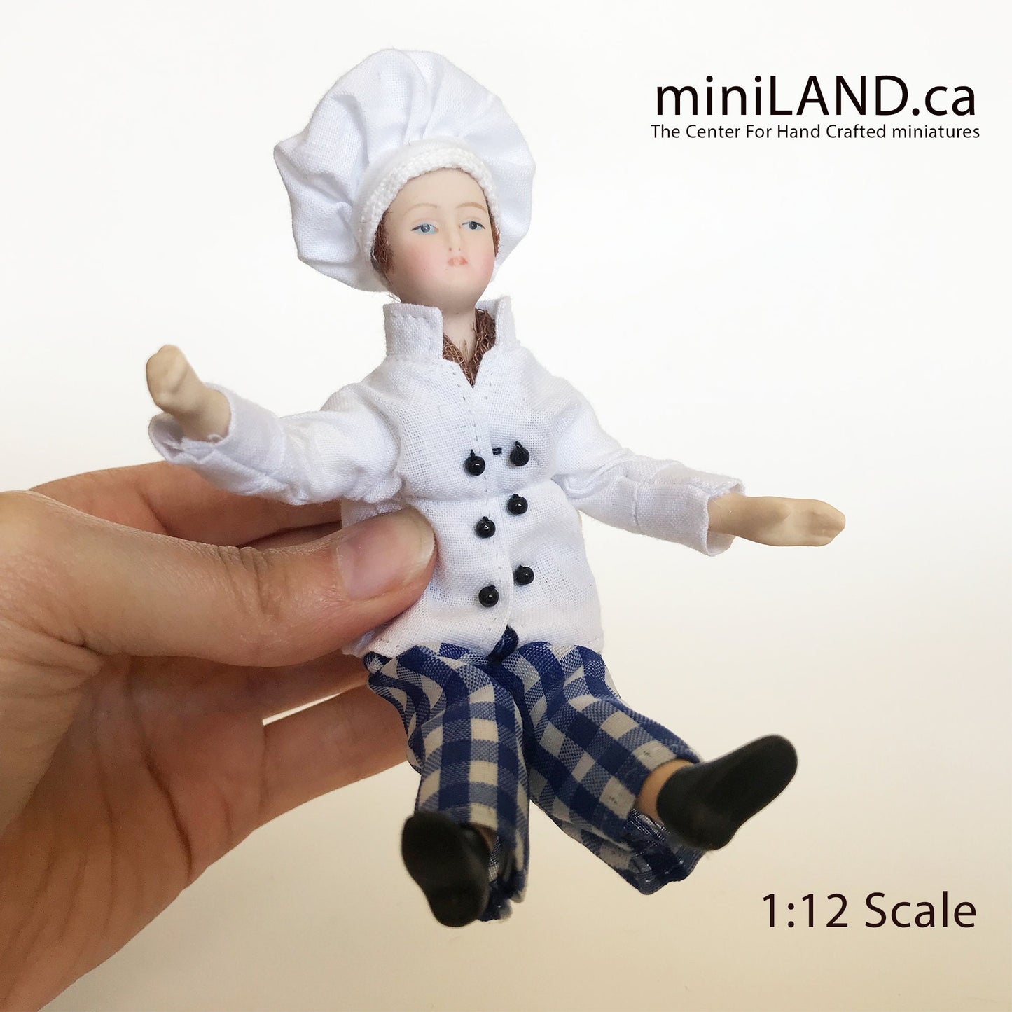 Bendable Doll for 1:12 Dollhouse - Chef Cook food miniature mini porcelain with bending parts for position positioning bend dolls