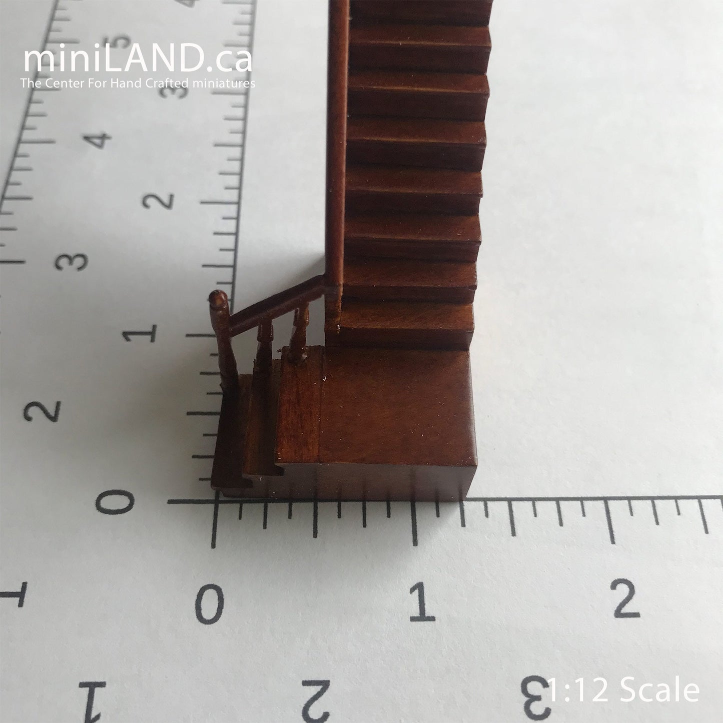 1:48 1/4" quarter scale Left staircase Top quality walnut dollhouse miniature Q8801L WN