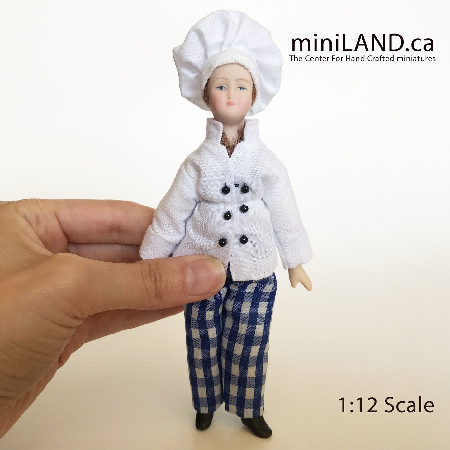 Bendable Doll for 1:12 Dollhouse - Chef Cook food miniature mini porcelain with bending parts for position positioning bend dolls