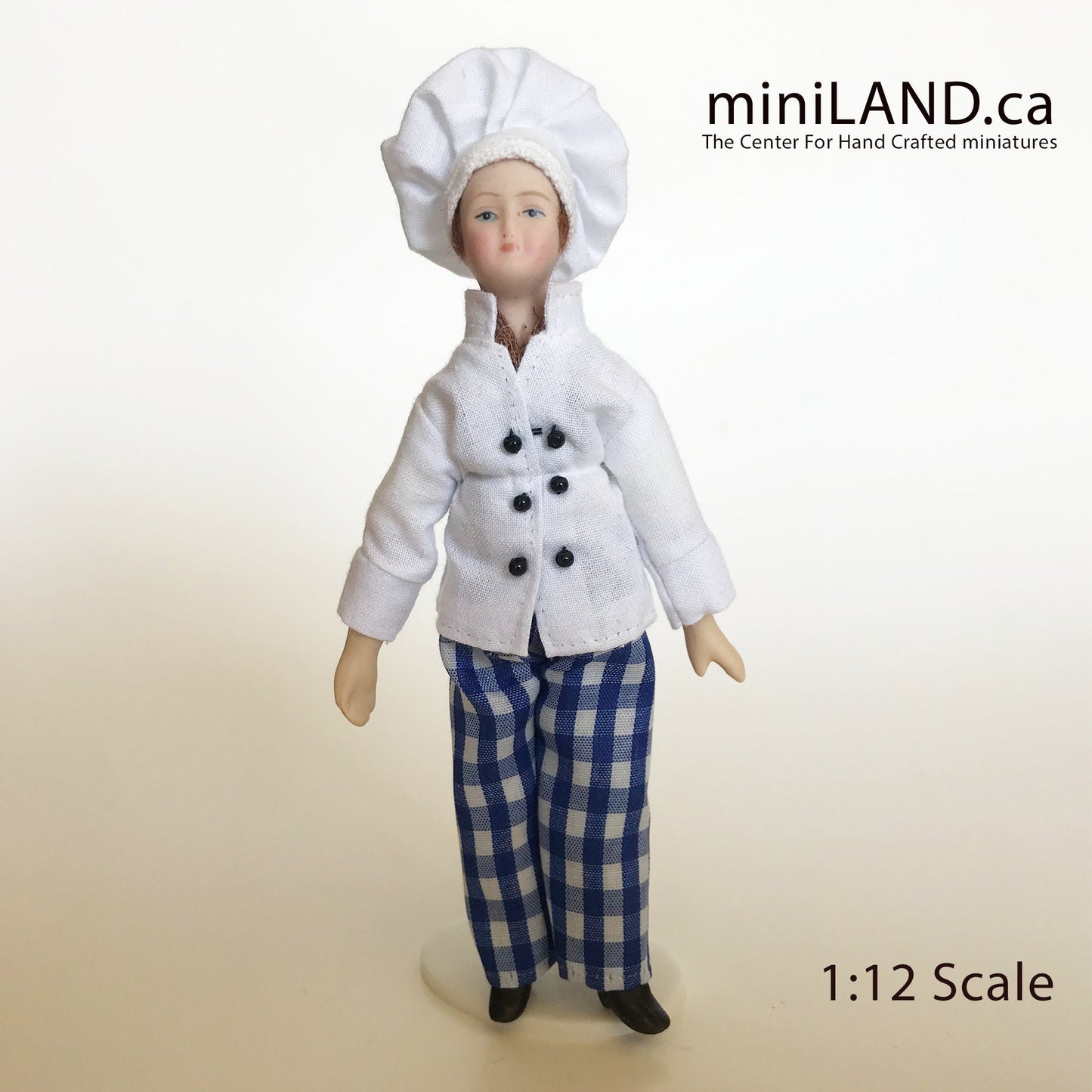 Bendable Doll for 1:12 Dollhouse - Chef Cook food miniature mini porcelain with bending parts for position positioning bend dolls