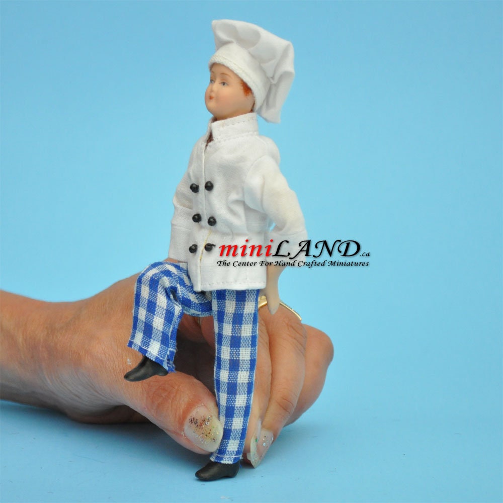 Bendable Doll for 1:12 Dollhouse - Chef Cook food miniature mini porcelain with bending parts for position positioning bend dolls