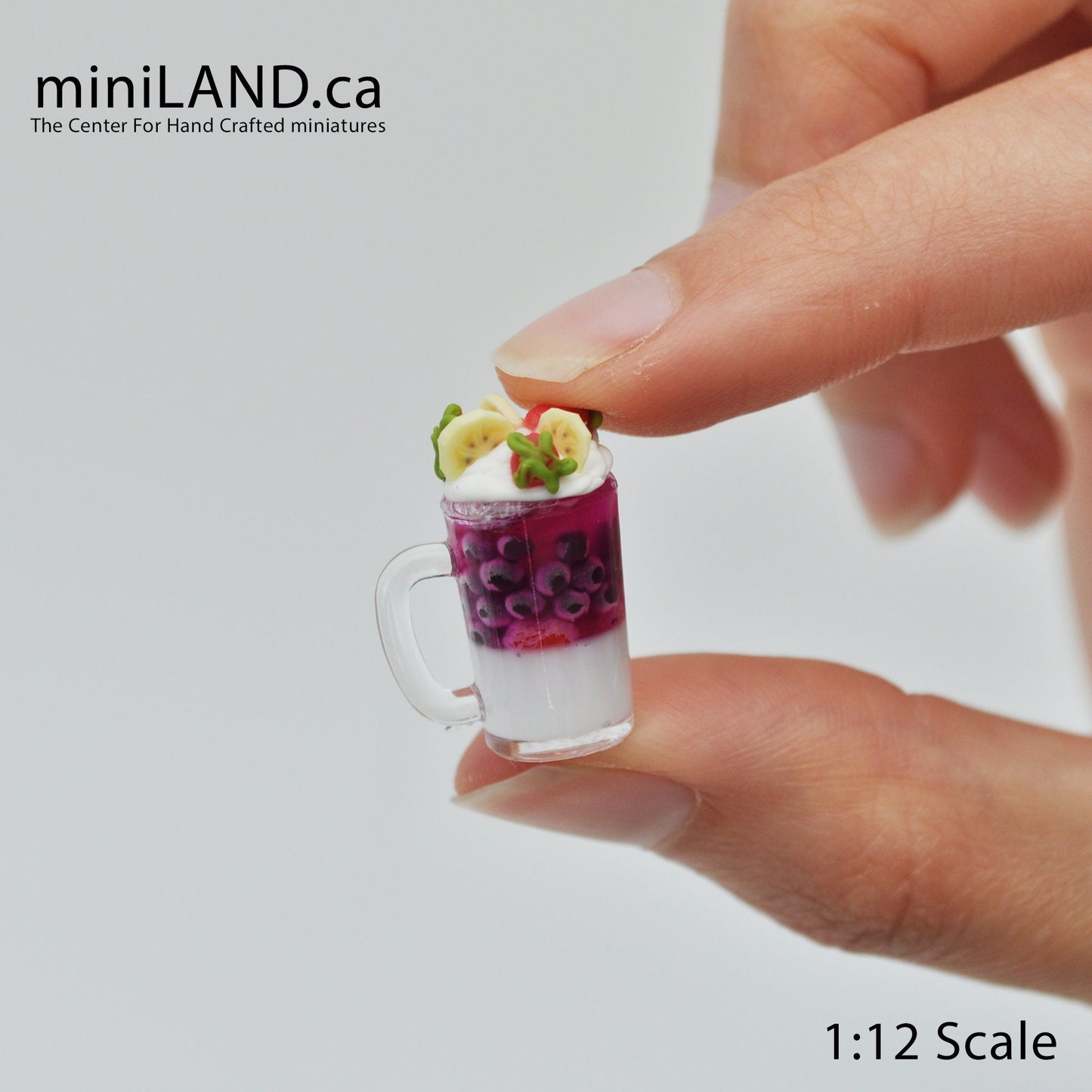Loaded smoothie milkshake 1:12 Scale dollhouse miniature handmade food summer drink bubble tea