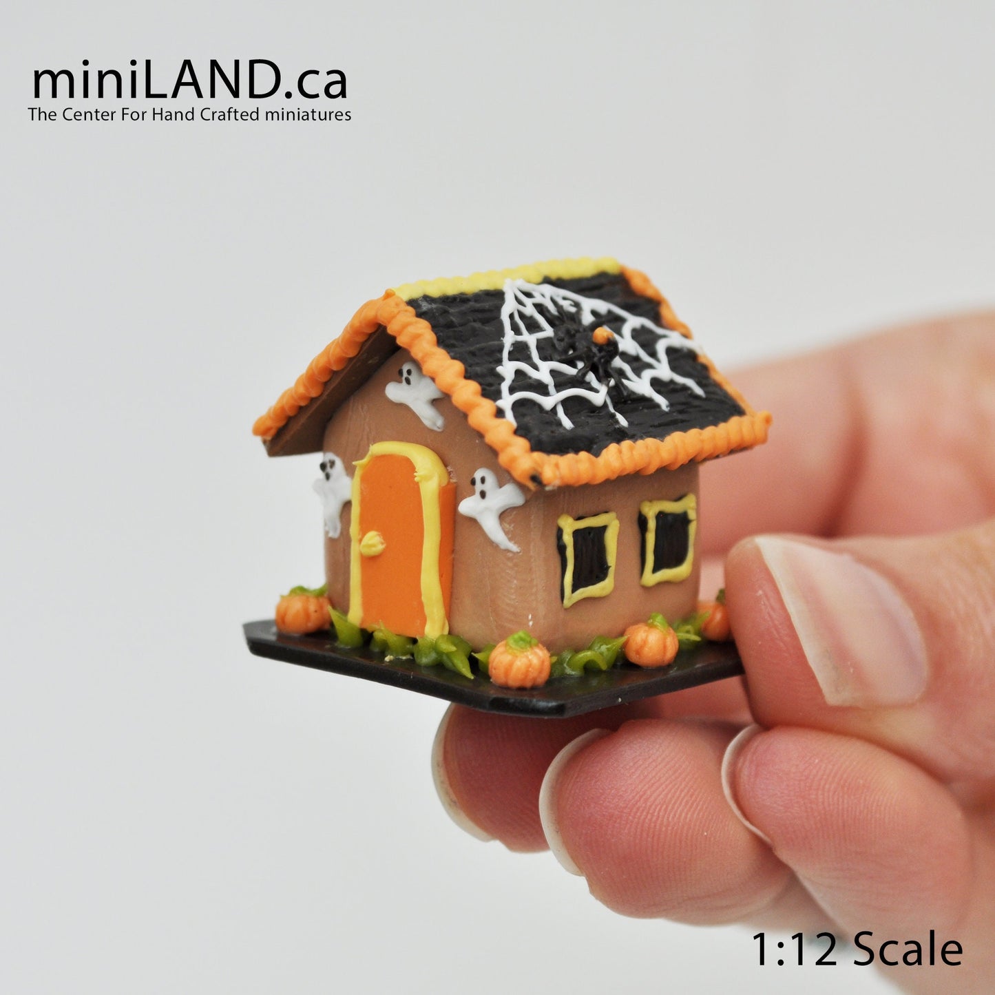 Gingerbread house Halloween 1:12 Scale dollhouse miniature handmade food GBHH3 - black roof
