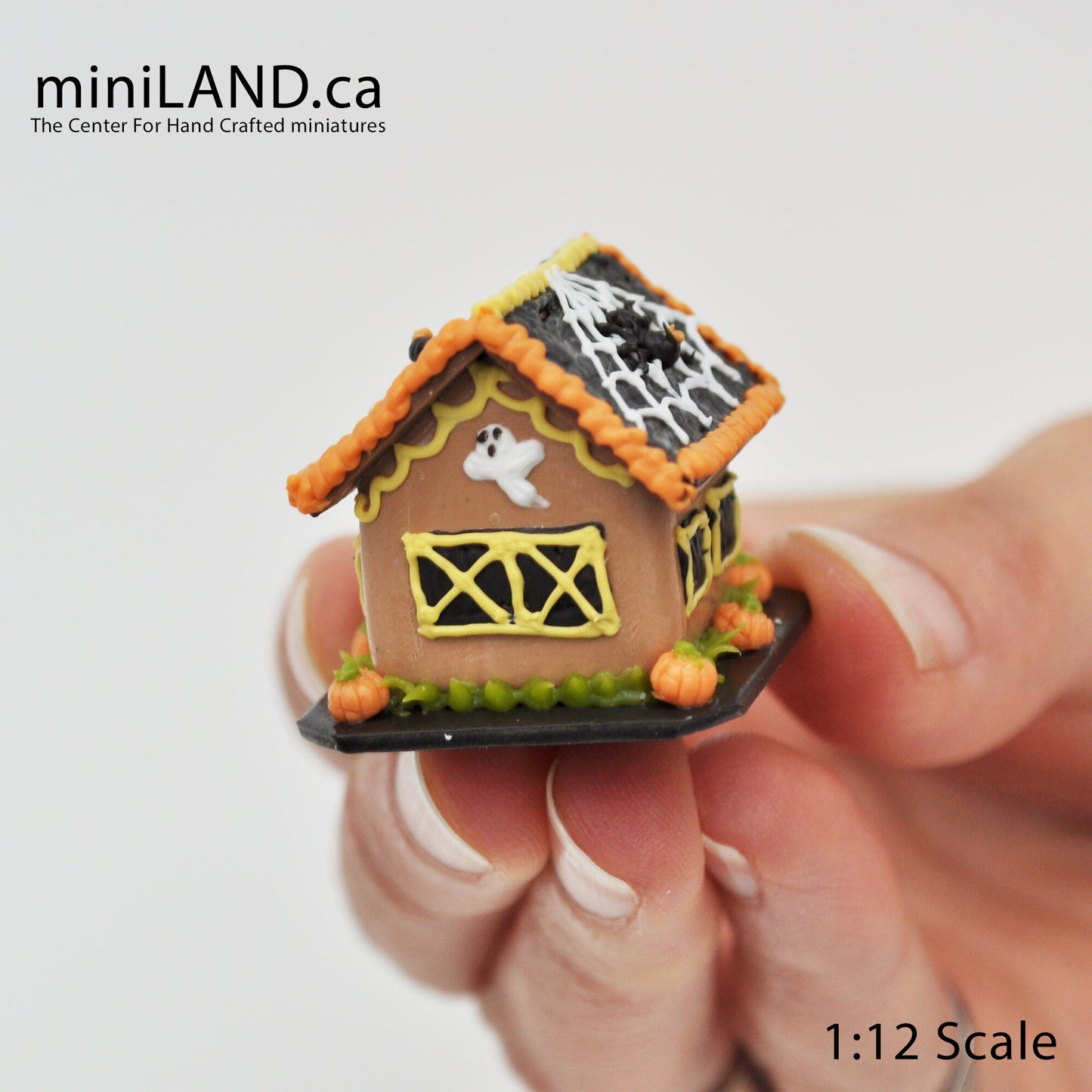 Gingerbread house Halloween 1:12 Scale dollhouse miniature handmade food GBHH3 - black roof