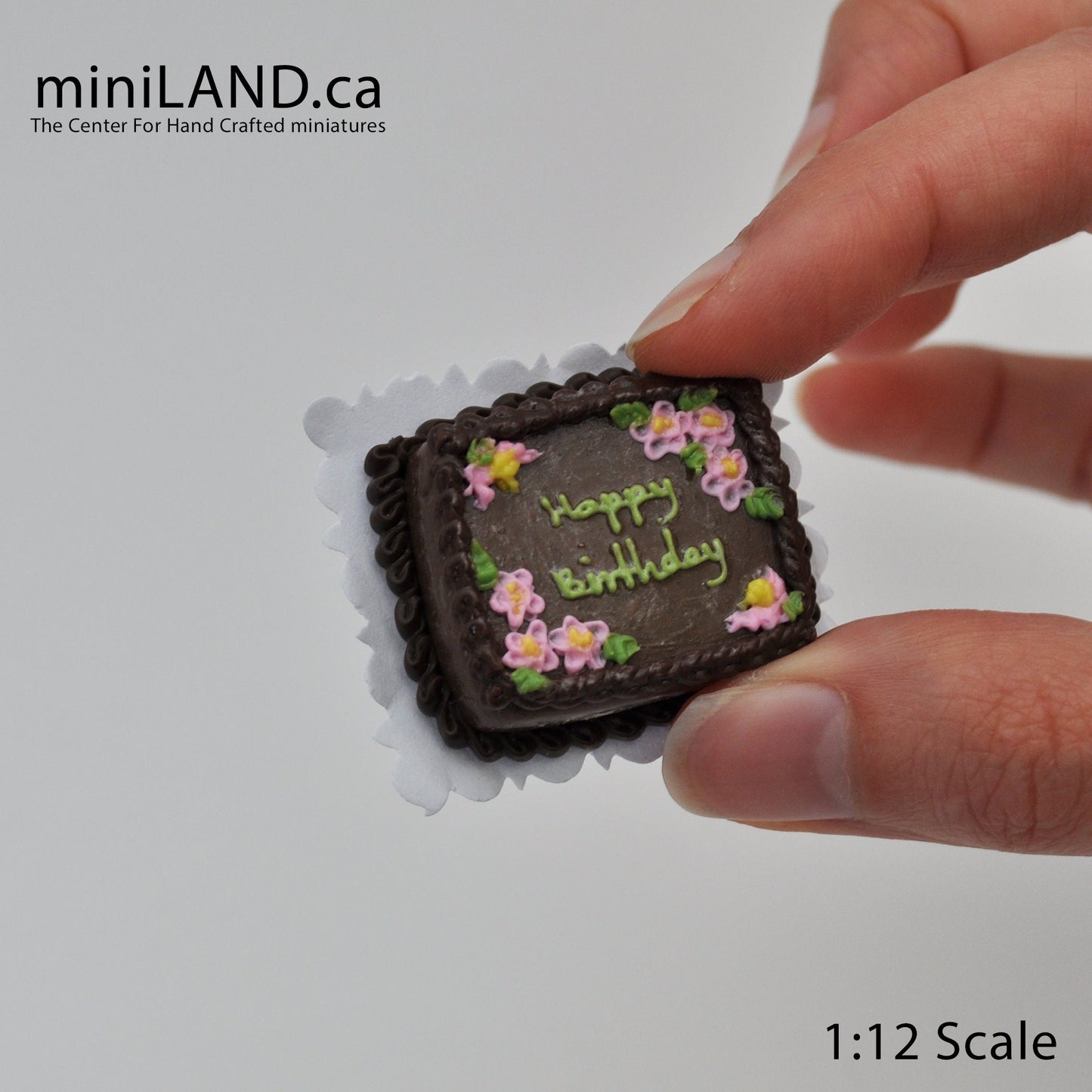 Birthday Cake - sheet dessert for 1:12 miniature dollhouse - 2 options chocolate or vanilla