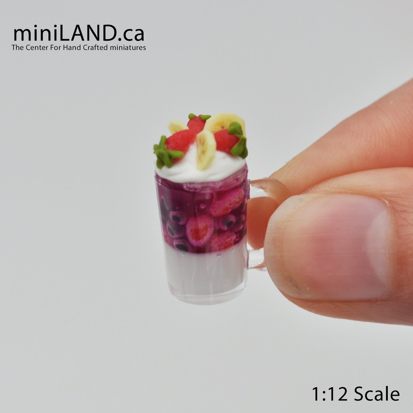 Loaded smoothie milkshake 1:12 Scale dollhouse miniature handmade food summer drink bubble tea