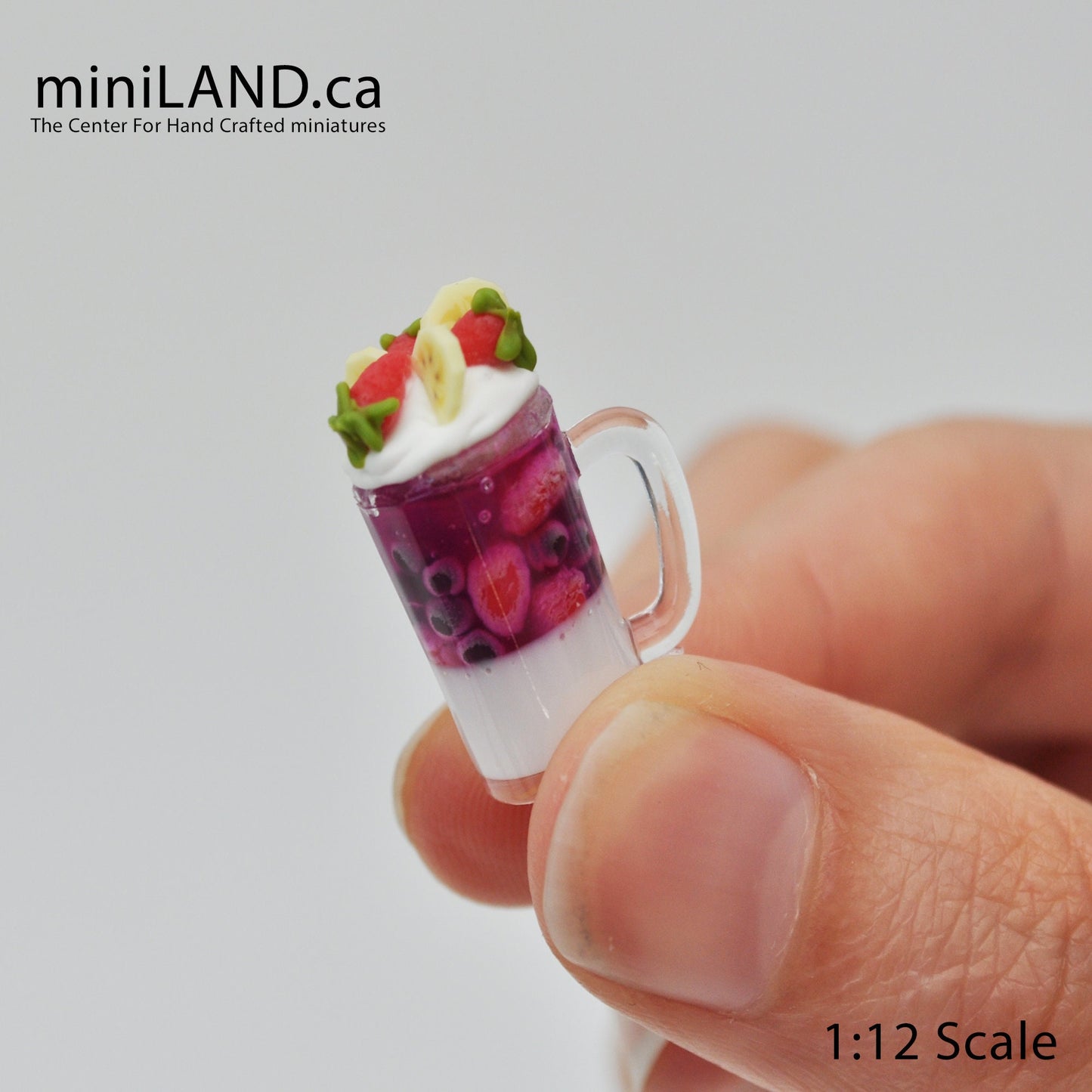 Loaded smoothie milkshake 1:12 Scale dollhouse miniature handmade food summer drink bubble tea