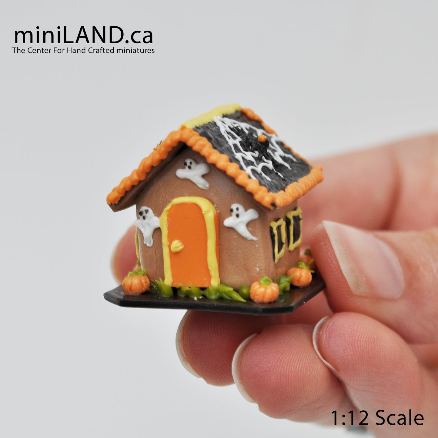 Gingerbread house Halloween 1:12 Scale dollhouse miniature handmade food GBHH3 - black roof