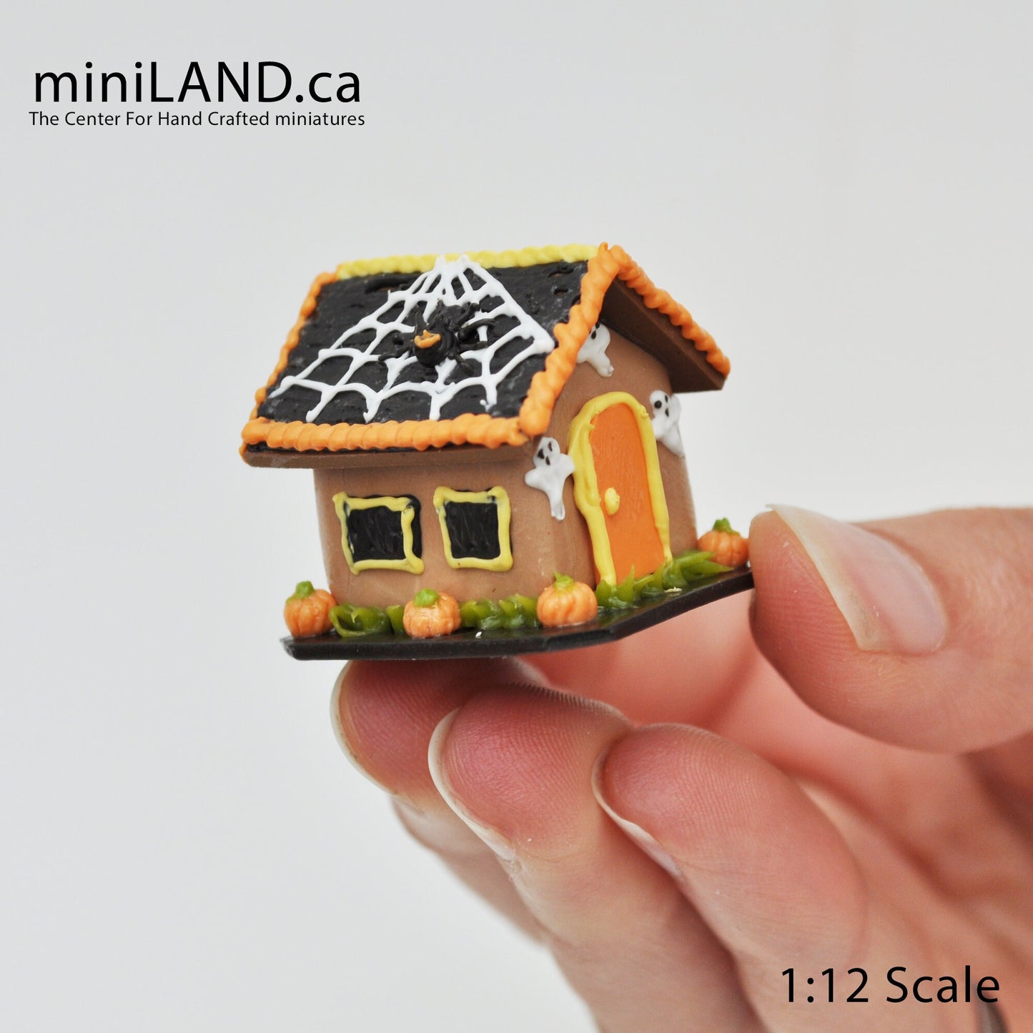 Gingerbread house Halloween 1:12 Scale dollhouse miniature handmade food GBHH3 - black roof
