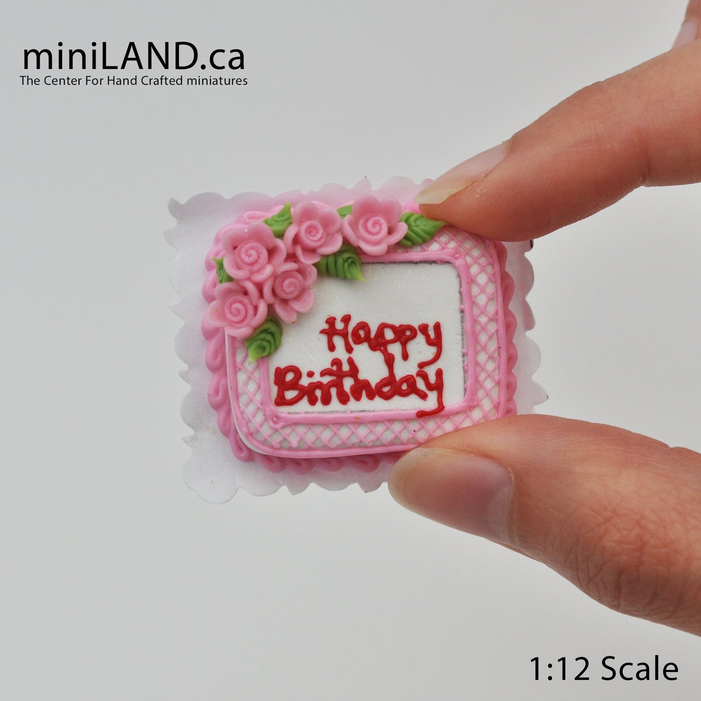 Birthday Cake - sheet dessert for 1:12 miniature dollhouse - 2 options chocolate or vanilla