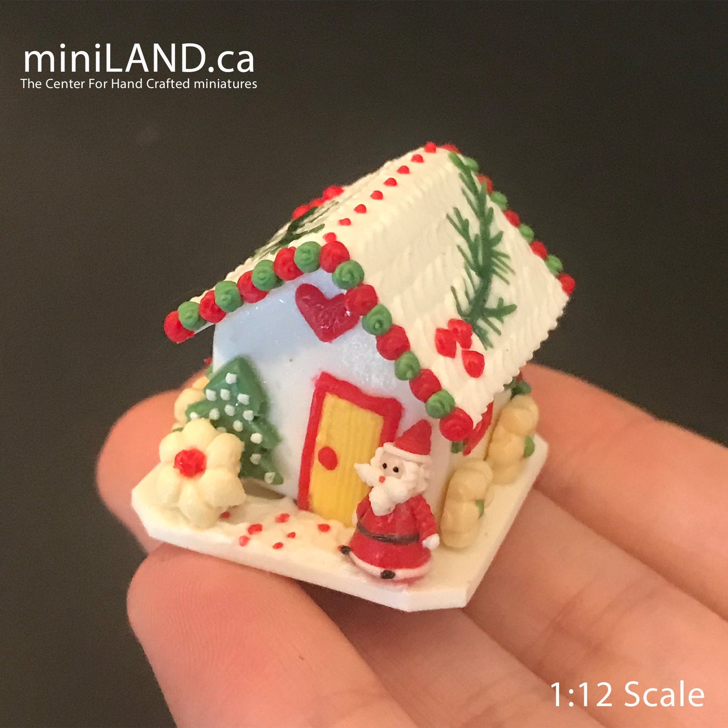 Gingerbread house Christmas  Santa lollipop festive snow white ginger bread 1:12 Scale dollhouse miniature handmade food GBHC3