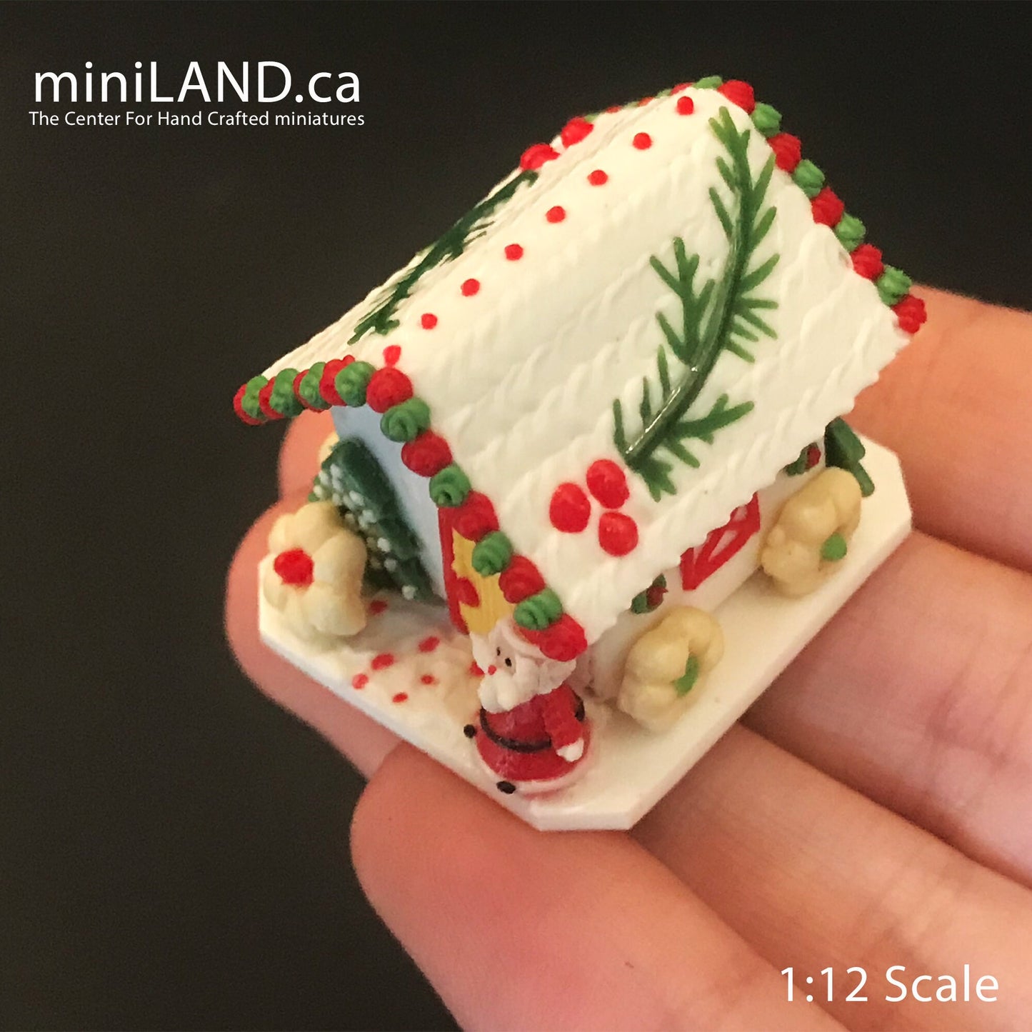 Gingerbread house Christmas  Santa lollipop festive snow white ginger bread 1:12 Scale dollhouse miniature handmade food GBHC3