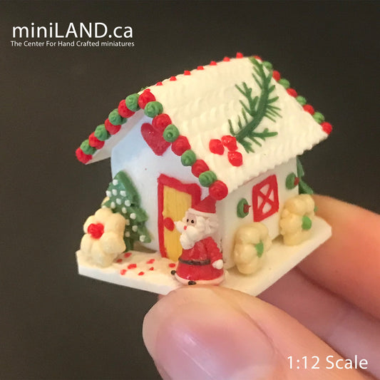 Gingerbread house Christmas  Santa lollipop festive snow white ginger bread 1:12 Scale dollhouse miniature handmade food GBHC3