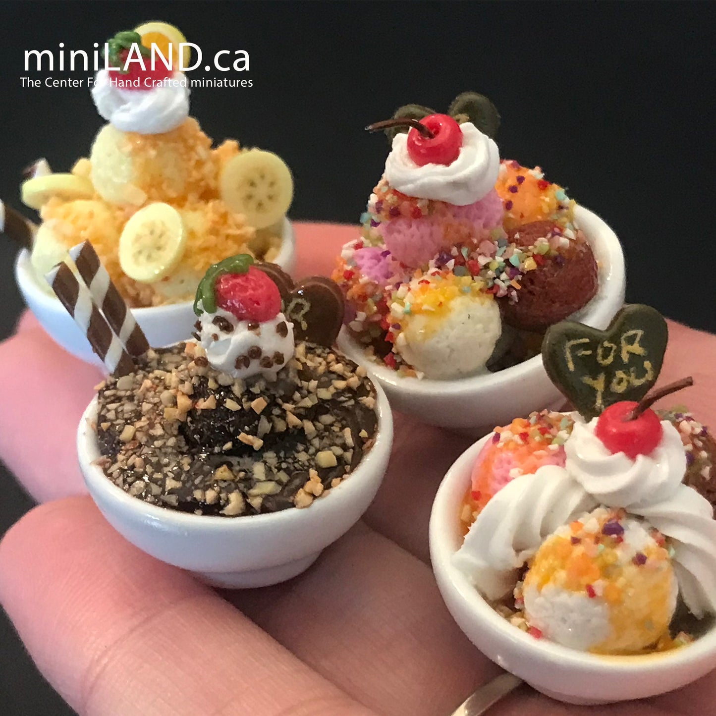 Miniature dollhouse Ice cream bowl for 12"H Doll 1:6 scale CHOOSE from 4 kinds - playhouse food sweet dessert