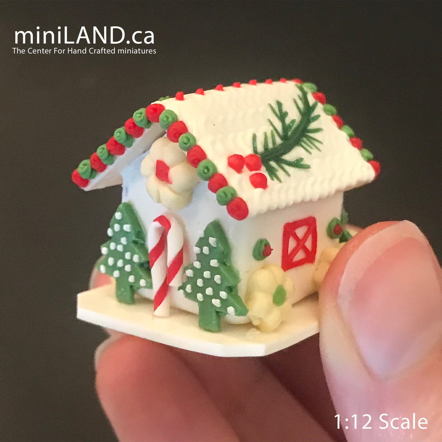 Gingerbread house Christmas  Santa lollipop festive snow white ginger bread 1:12 Scale dollhouse miniature handmade food GBHC3
