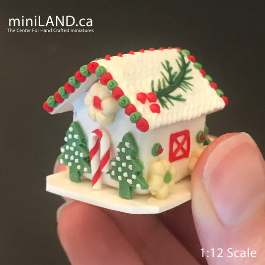 Gingerbread house Christmas  Santa lollipop festive snow white ginger bread 1:12 Scale dollhouse miniature handmade food GBHC3
