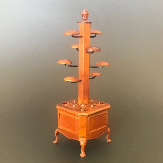 Victorian hats scarves and gloves display rack stand 6"H dollhouse miniature 1:12 scale walnut 0659-4