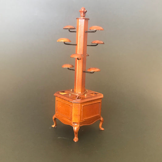Victorian hats scarves and gloves display rack stand 6"H dollhouse miniature 1:12 scale walnut 0659-4