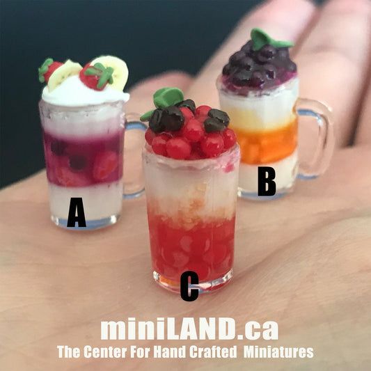 Loaded smoothie milkshake 1:12 Scale dollhouse miniature handmade food summer drink bubble tea