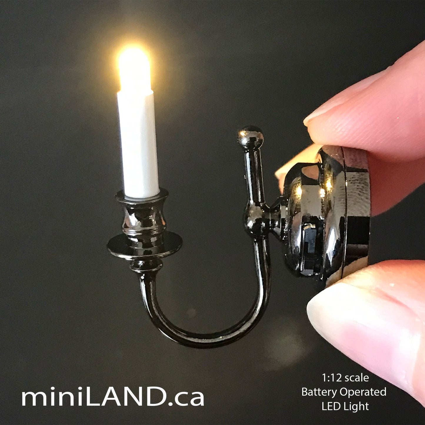Single candle wall sconce candle holder LED super bright light with on/off switch for 1:12 scale dollhouse miniatures FA052001